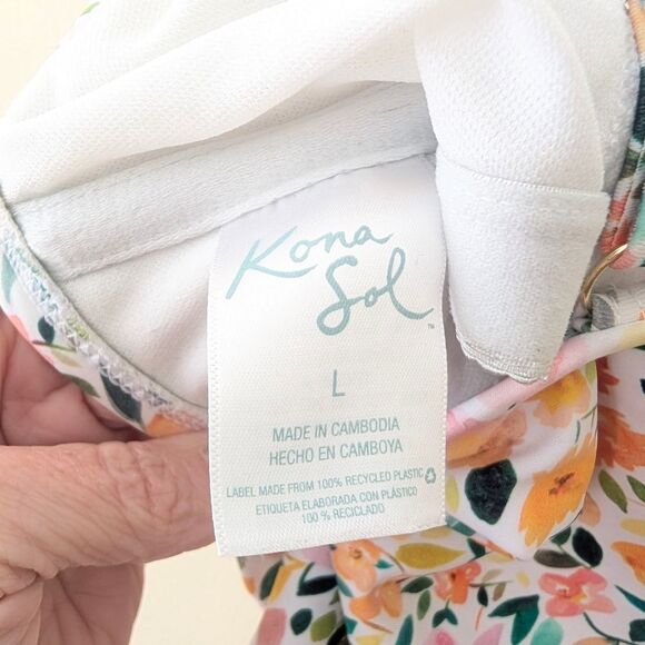 Kona Sol Women’s Ditzy Floral Ruffle One Piece Swimsuit Size Large - Picture 6 of 7